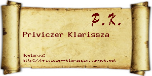 Priviczer Klarissza névjegykártya